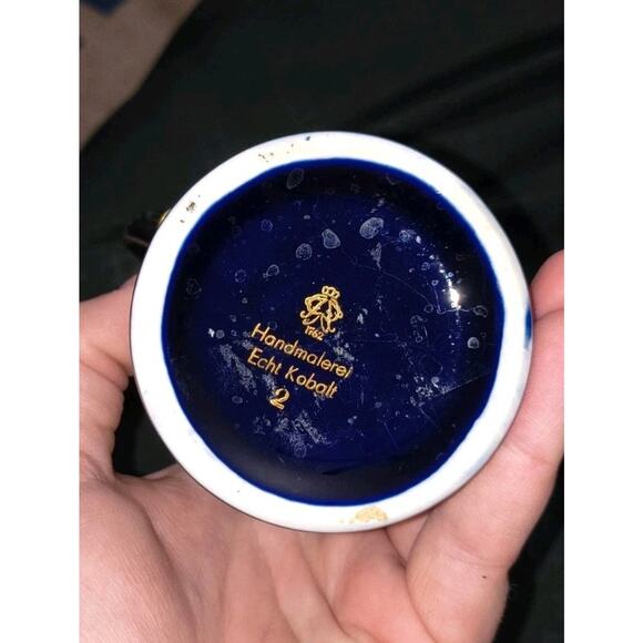 Handmolerei Blue Vase,Vintage MCM Hand Painted Dark Cobalt Blue Echt Kobalt - Picture 5 of 5